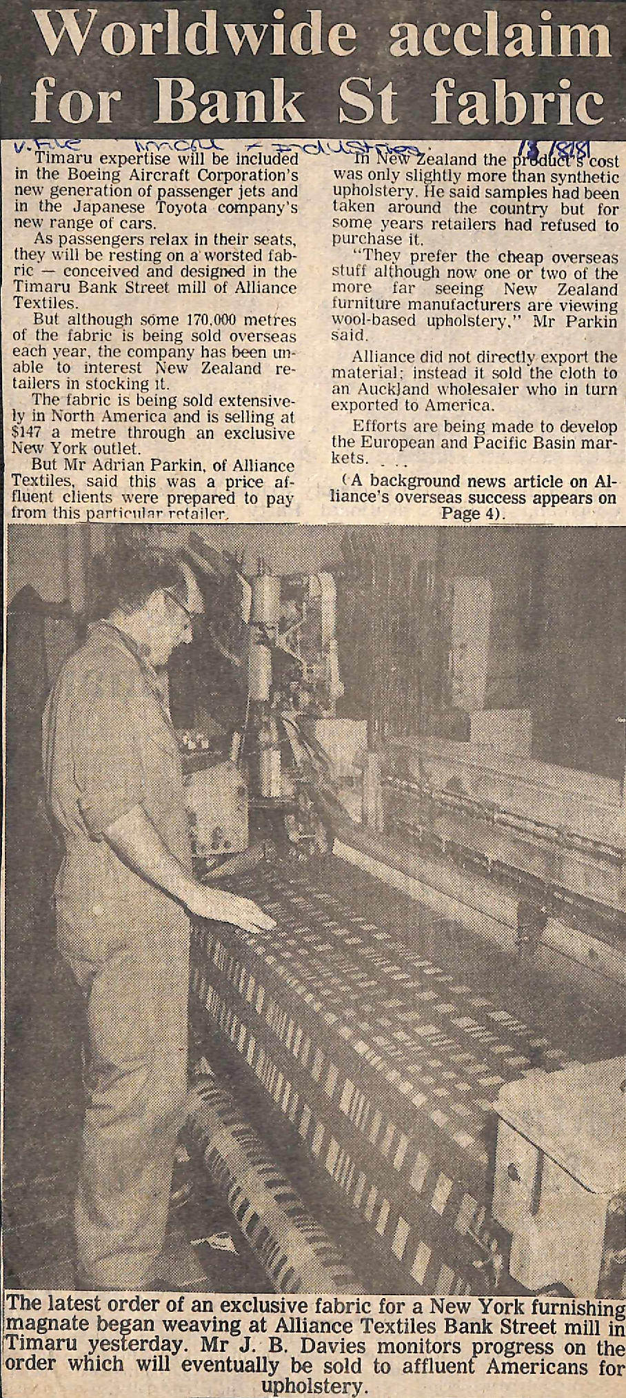 Worldwide acclaim for Bank St fabric