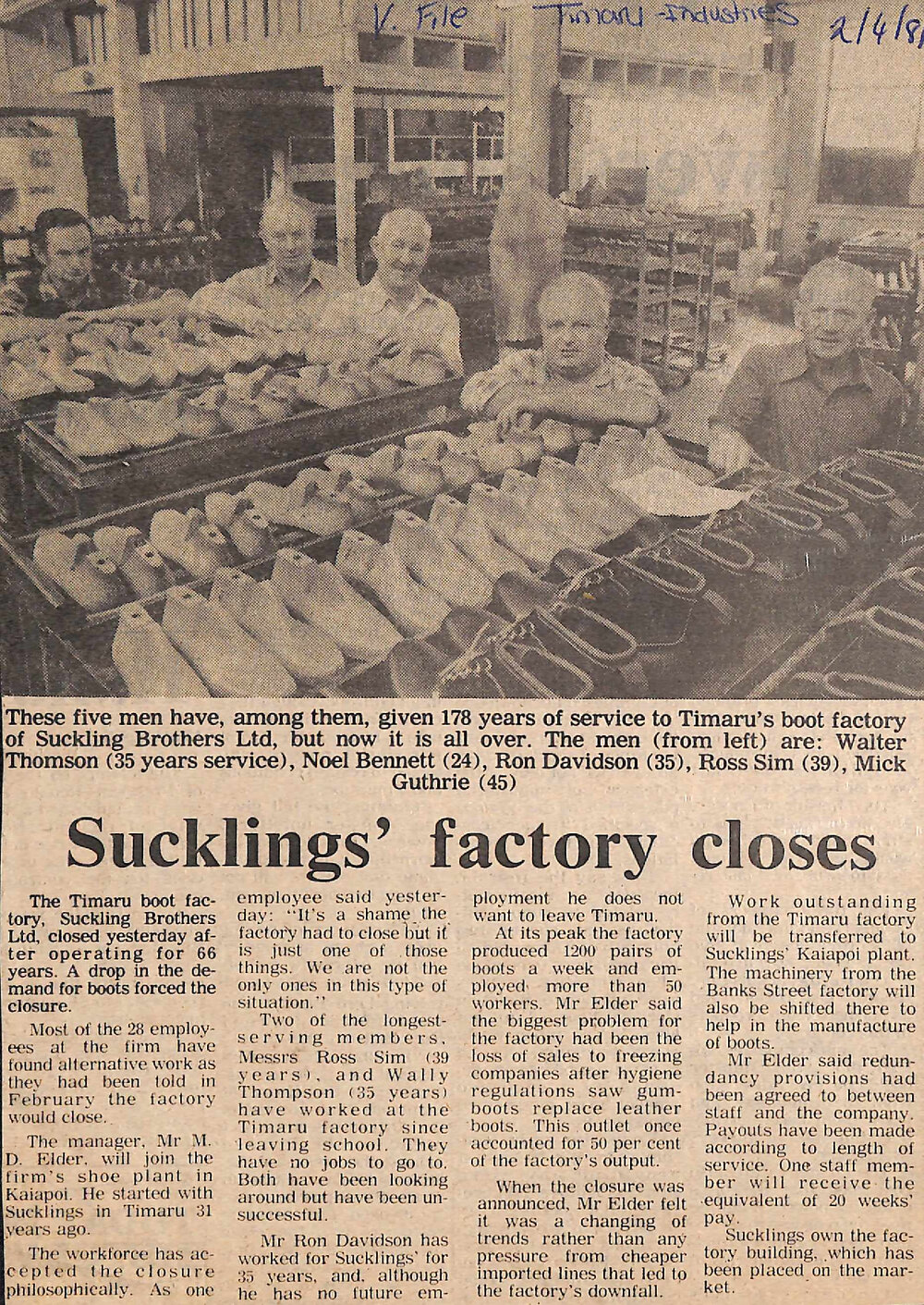 Suckling's factory closes
