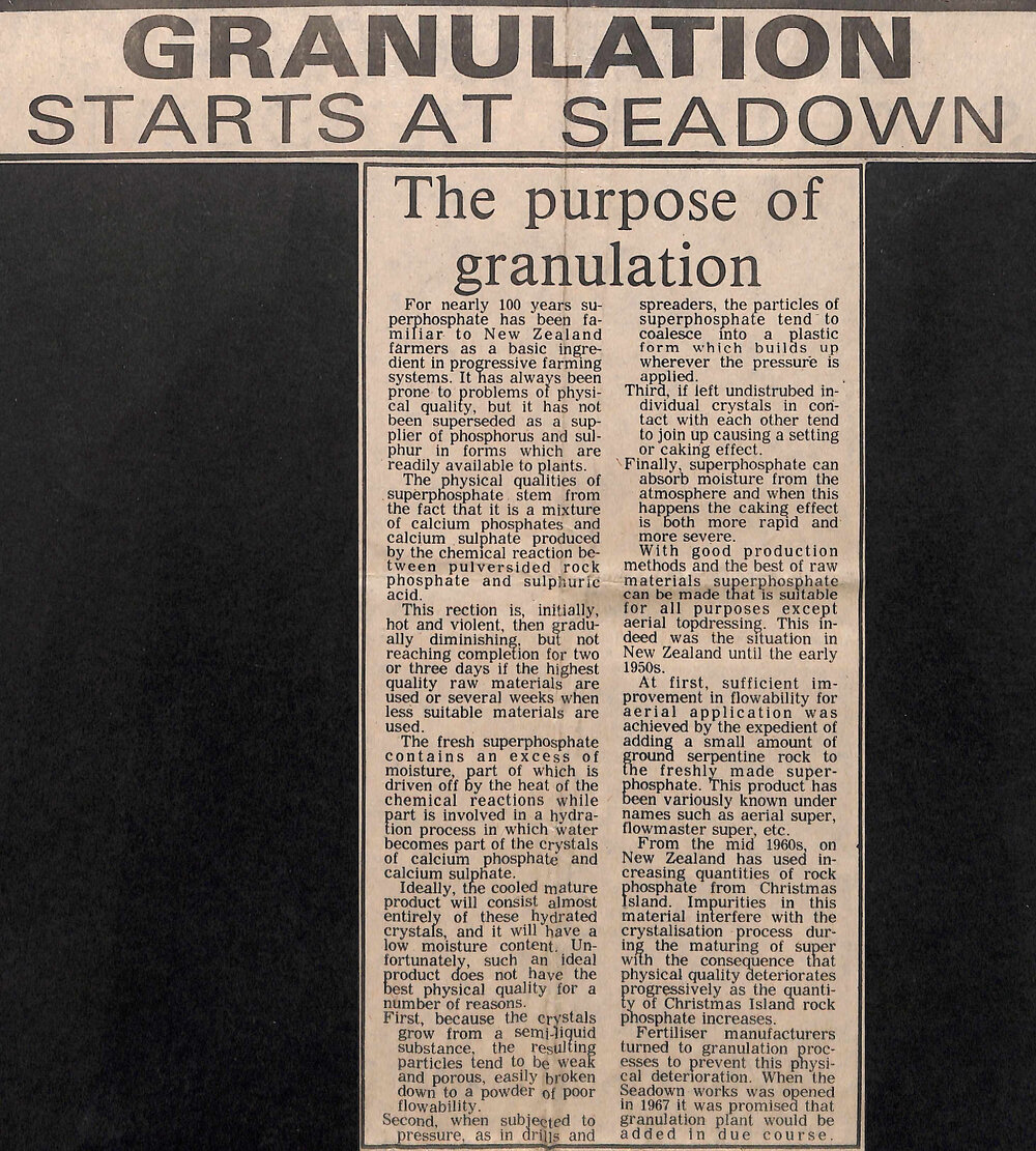 Granulation starts at Seadown: The purpose of granulation