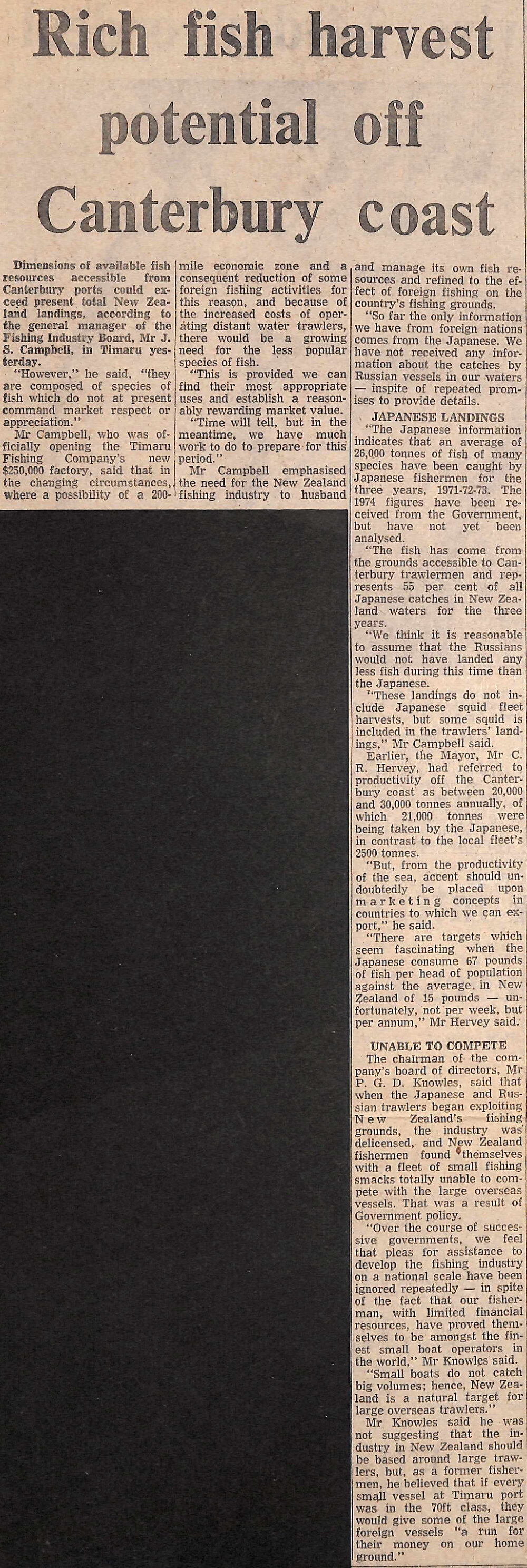 Rich fish harvest potential off Canterbury coast