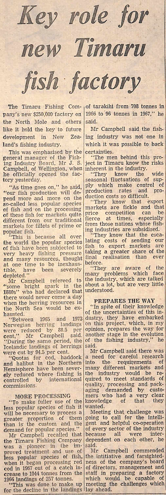 Key role for new Timaru fish factory