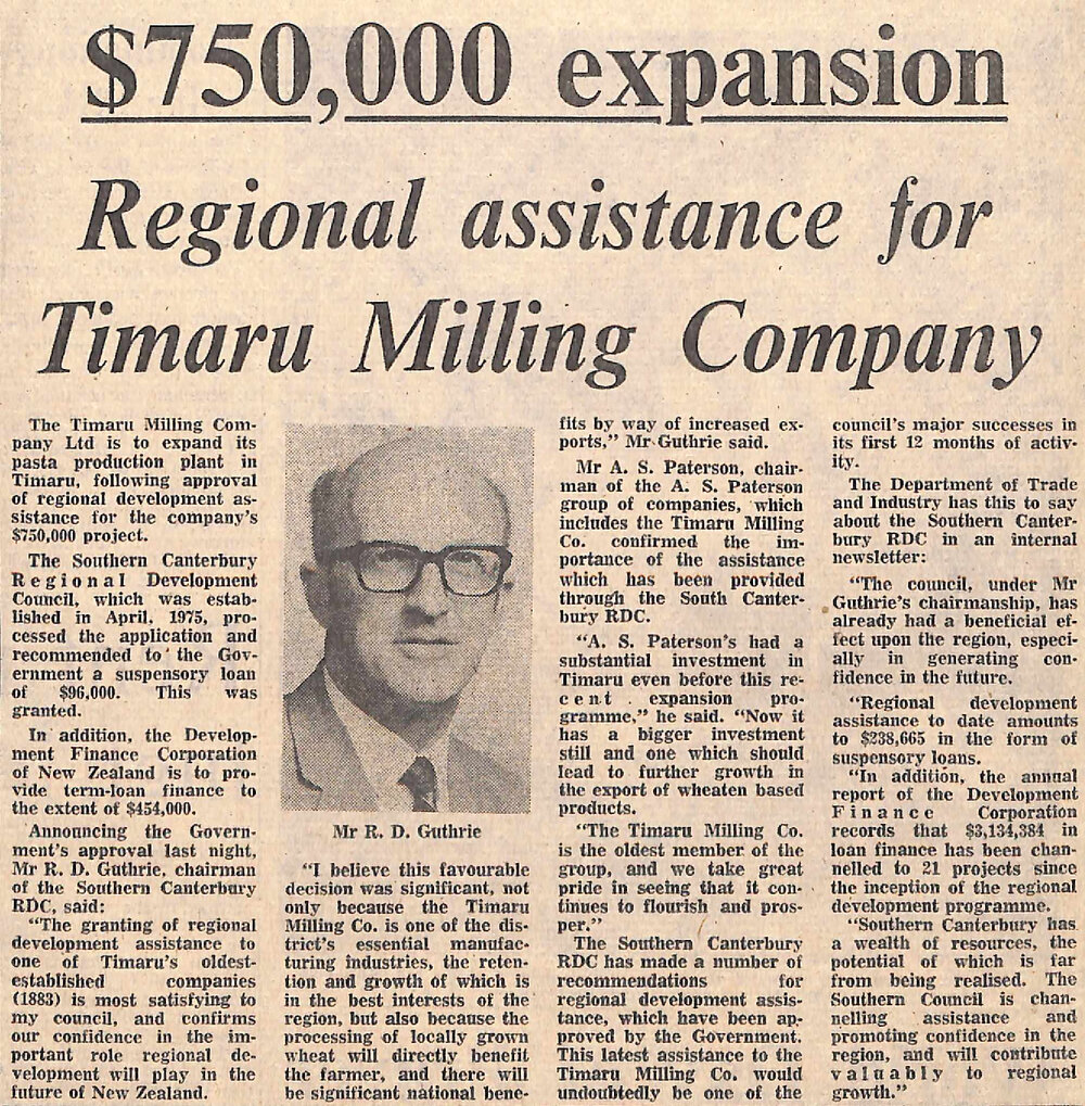 $750,000 expansion: Regional assistance for Timaru Milling Company