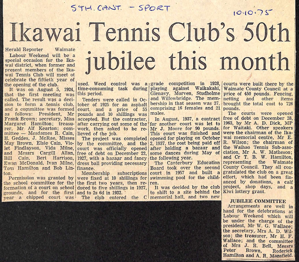 Ikawai Tennis Club's 50th jubilee this month