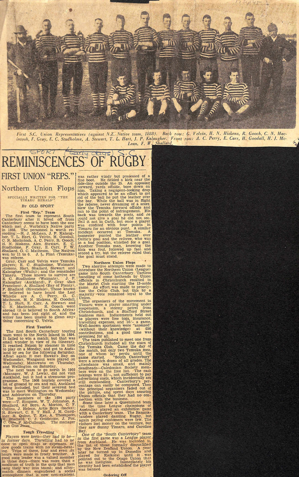 Reminiscences of Rugby: First Union 'Reps'