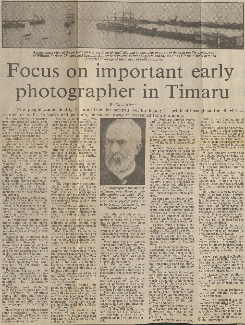 Focus on important early photographer in Timaru