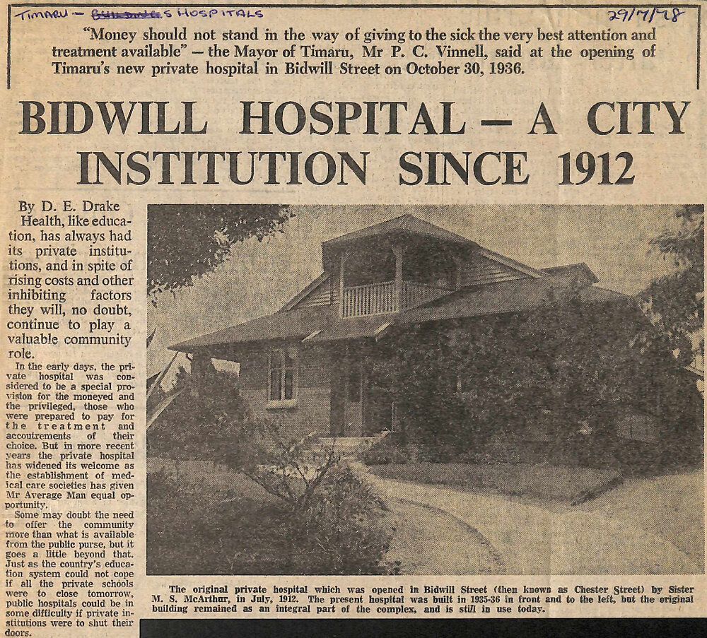 Bidwill Hospital-A City Institution Since 1912