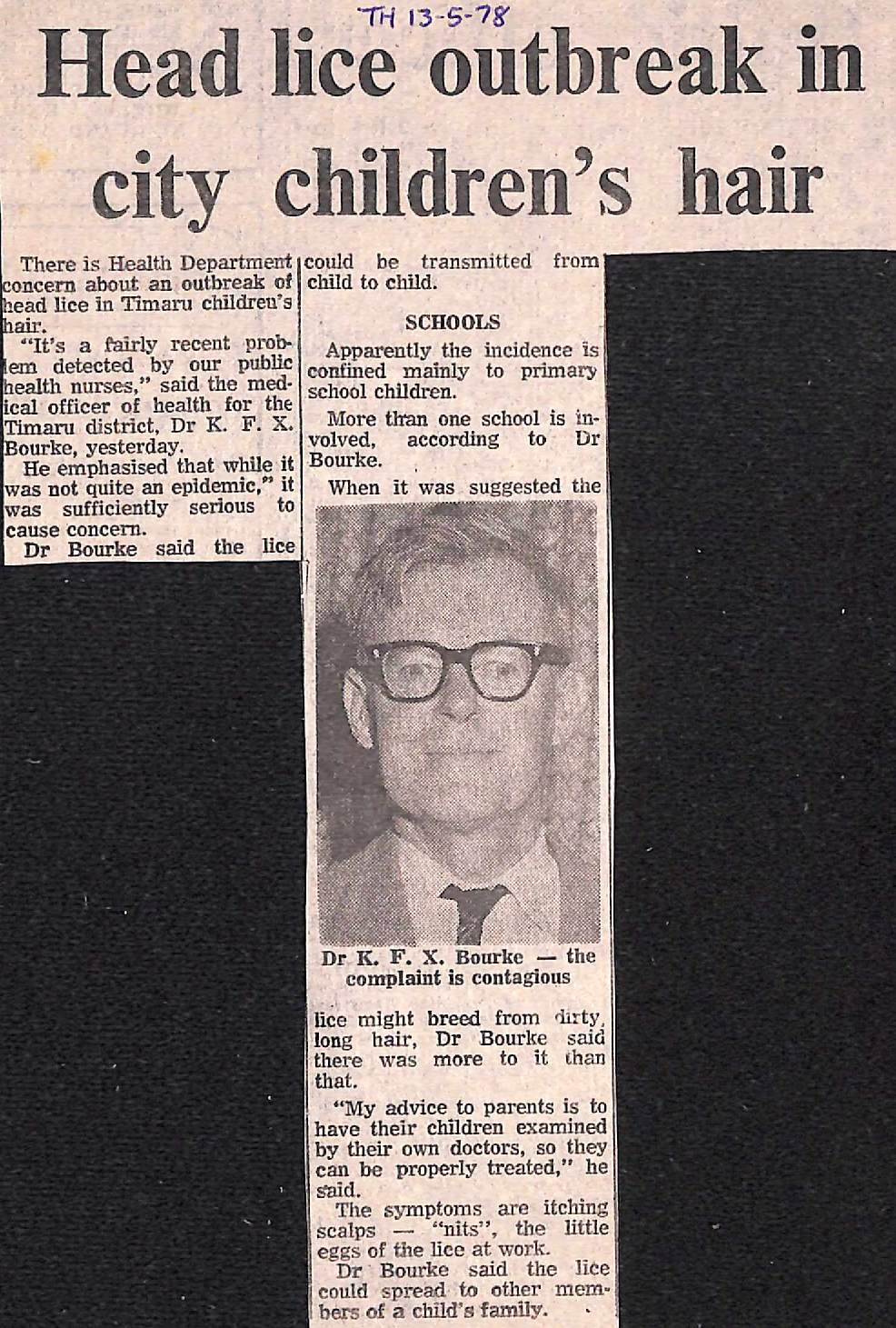 Head lice outbreak in city children's hair