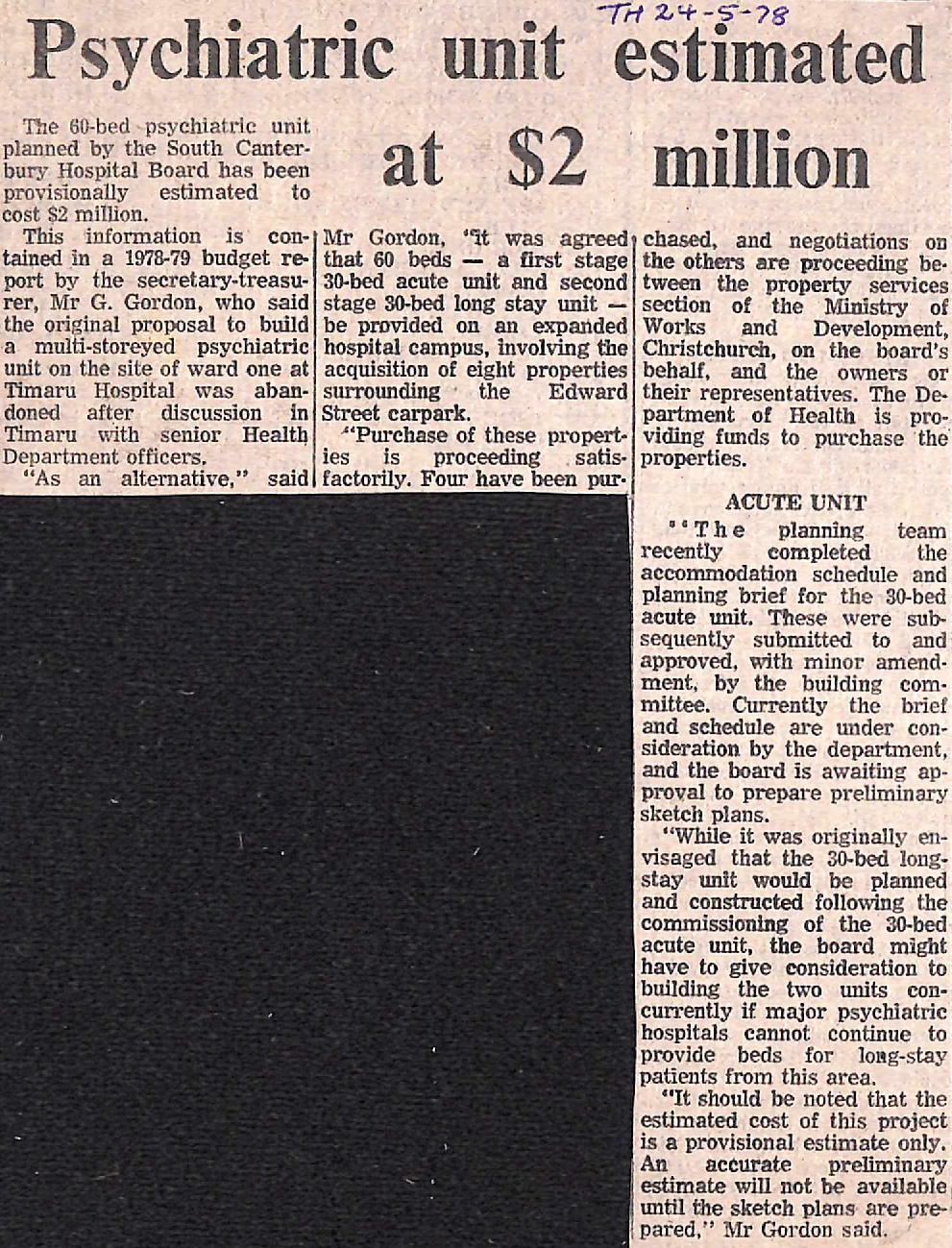 Psychiatric unit estimated at $2 million