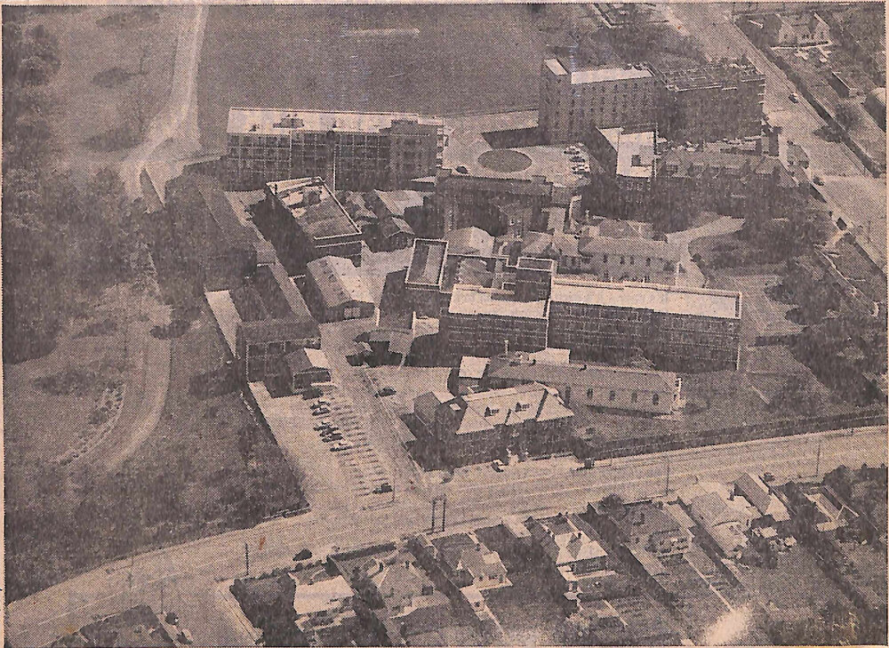 Aerial shot of Timaru Hospital