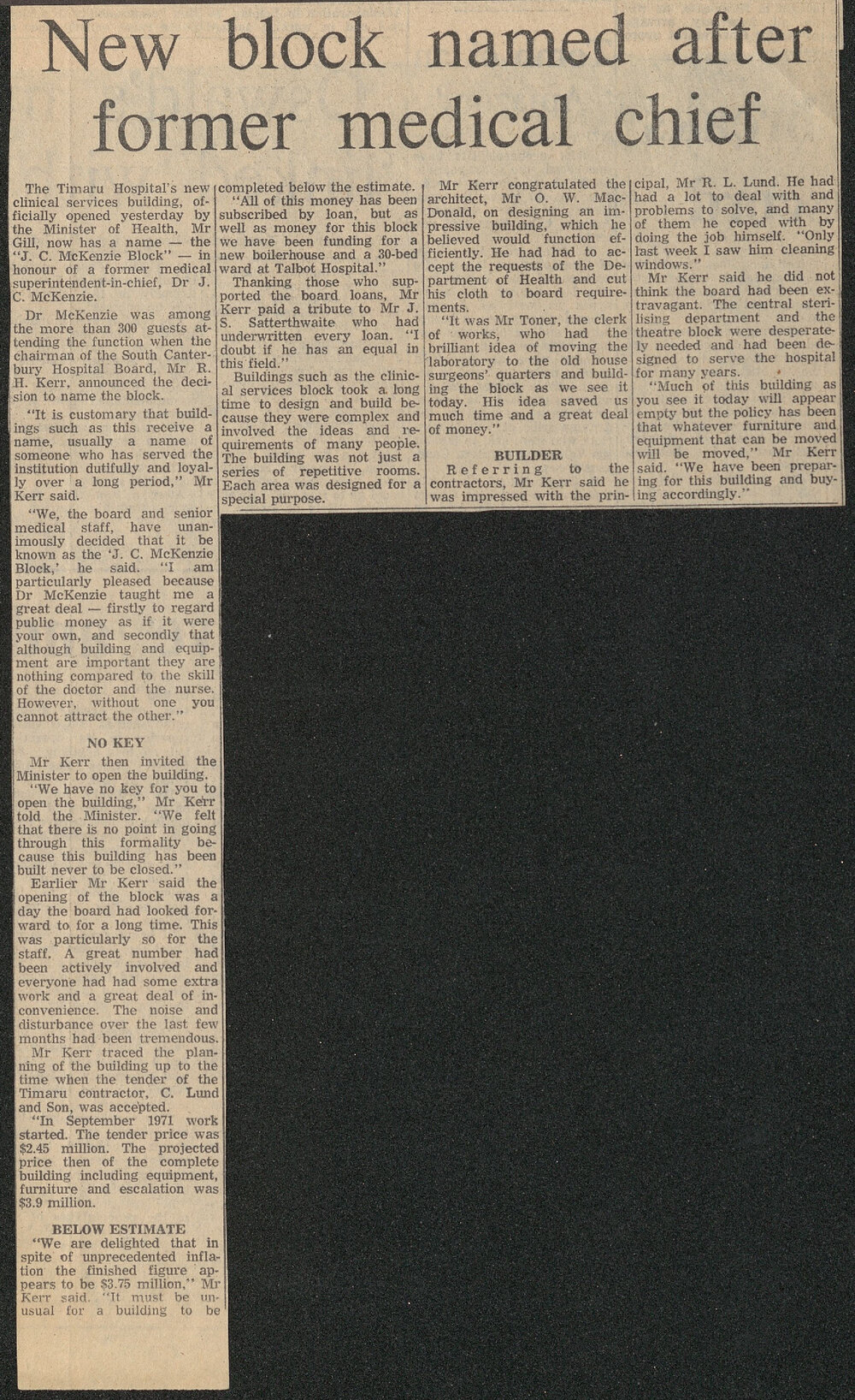 New block named after former medical chief