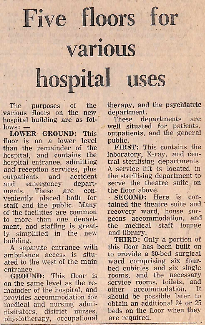 Five floors for various hospital uses