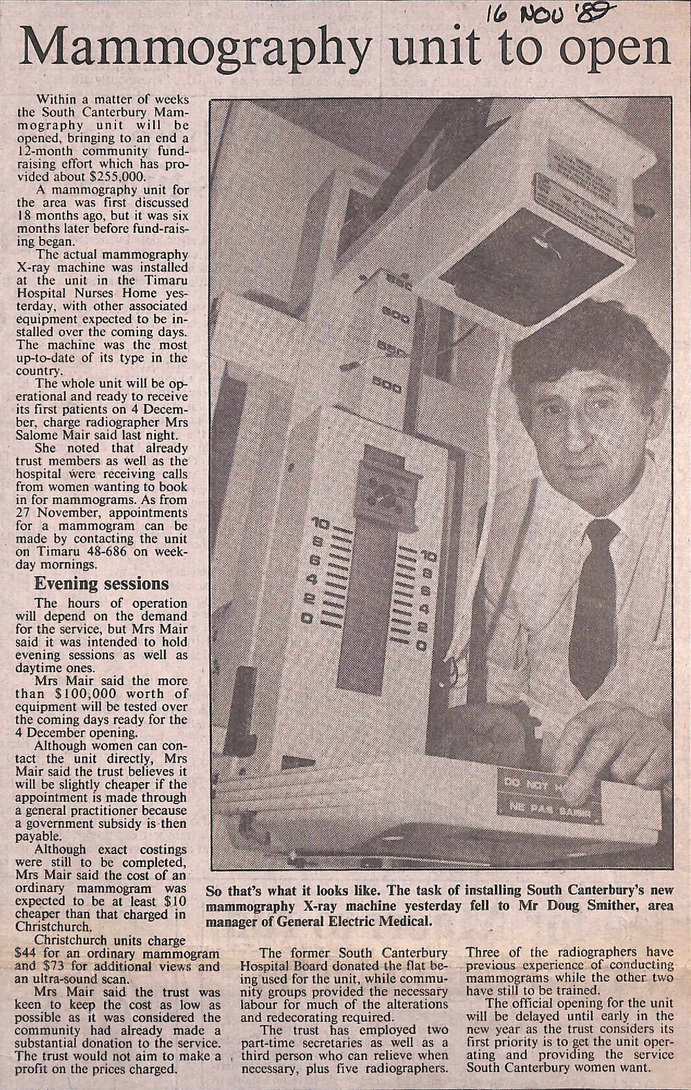 Mammography unit to open