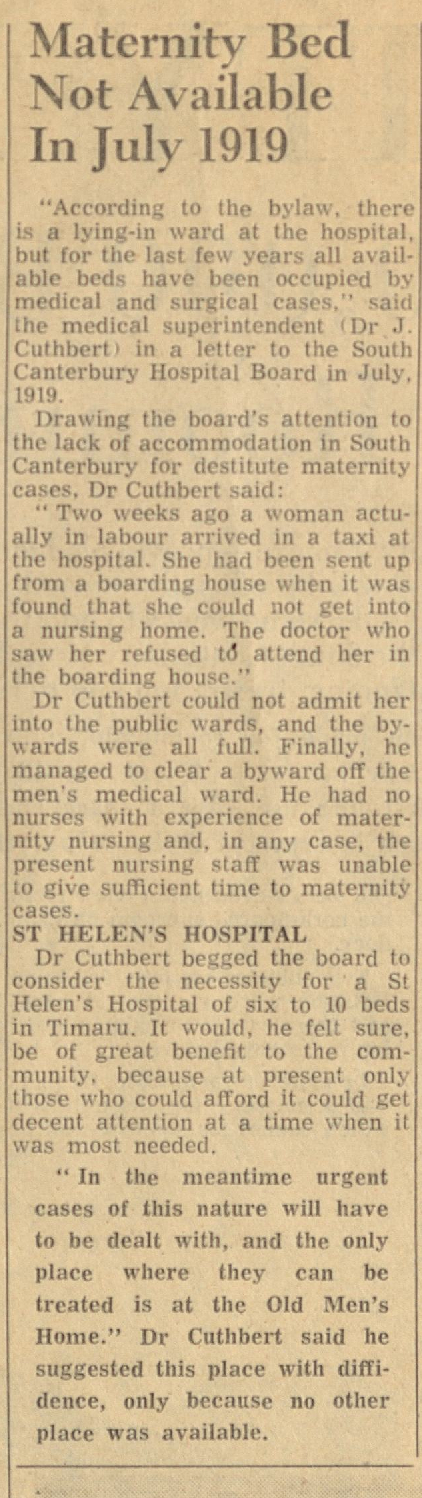 Maternity Bed Not Available In July 1919