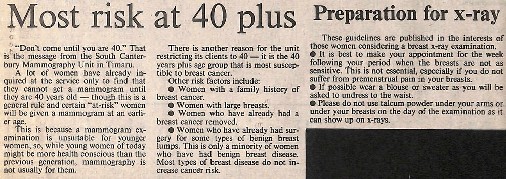 Most risk at 40 plus / Preparation for x-ray