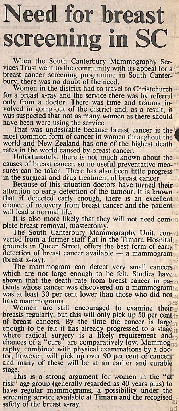 Need for breast screening in SC