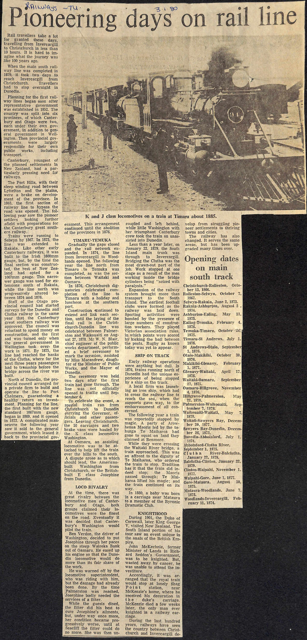 Pioneering days on rail line