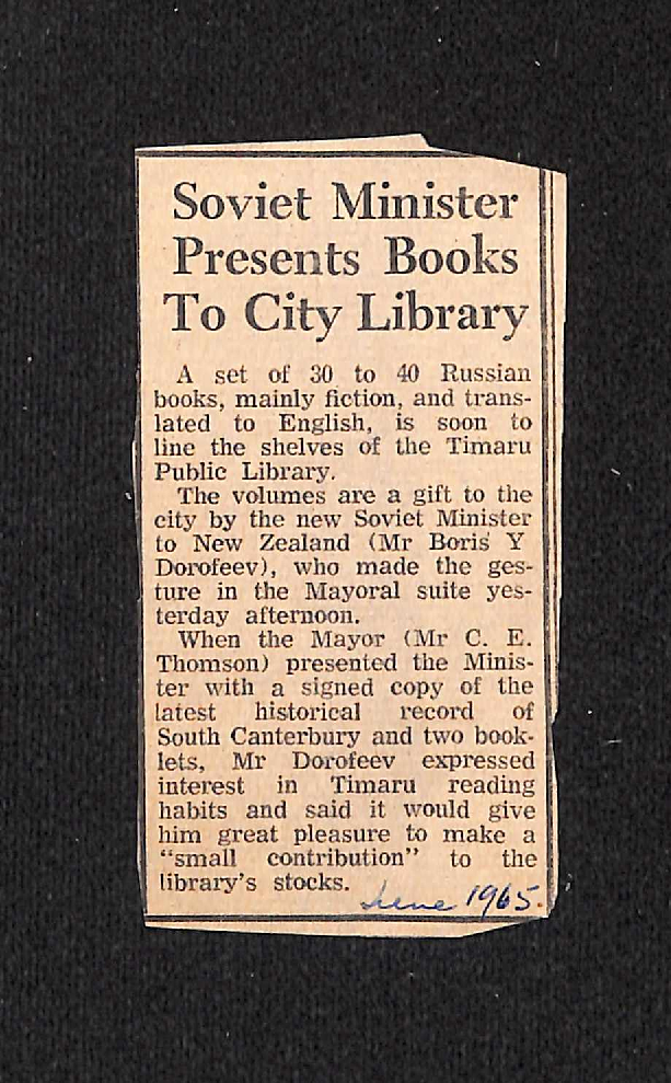 Soviet Minister Presents Books to City Library