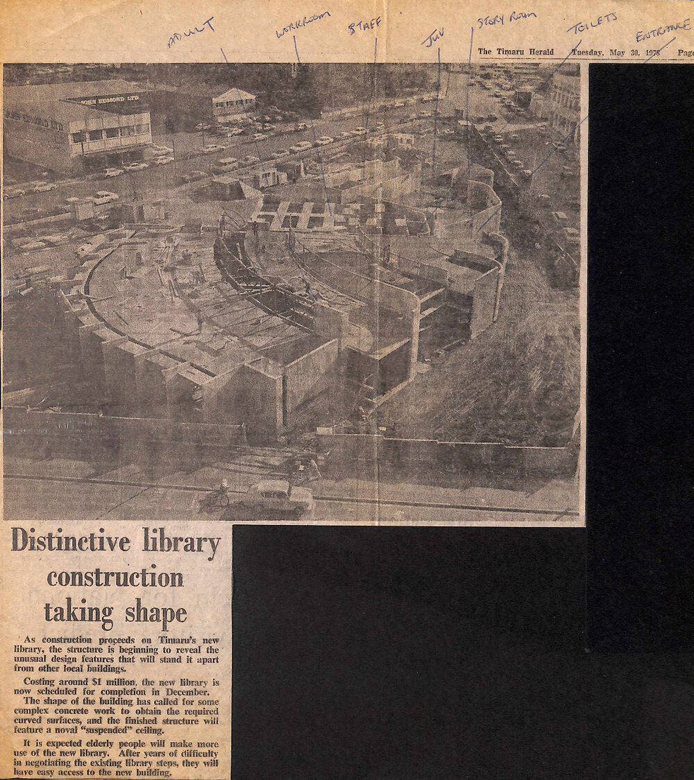 Distinctive library construction taking place