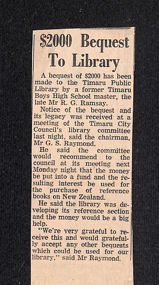 $2000 Bequest To Library