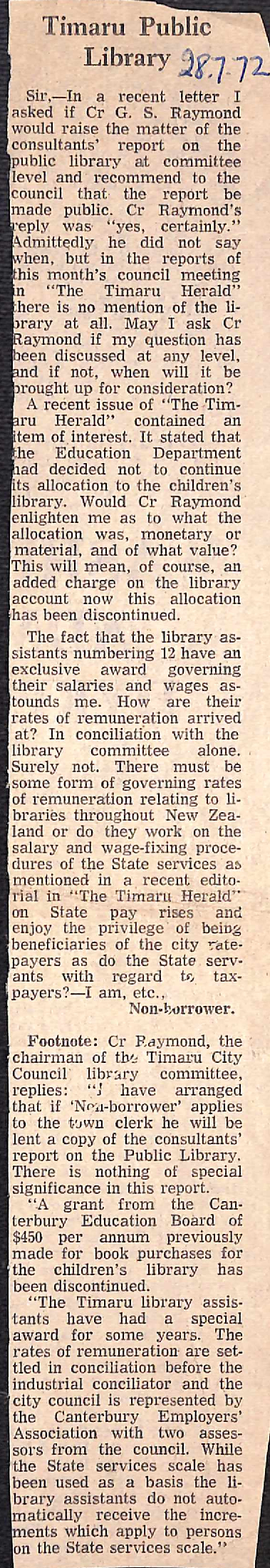 Letter to the editor: Timaru Public Library