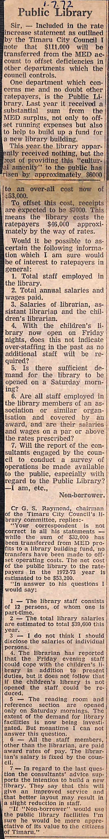 Letter to the editor: Public Library