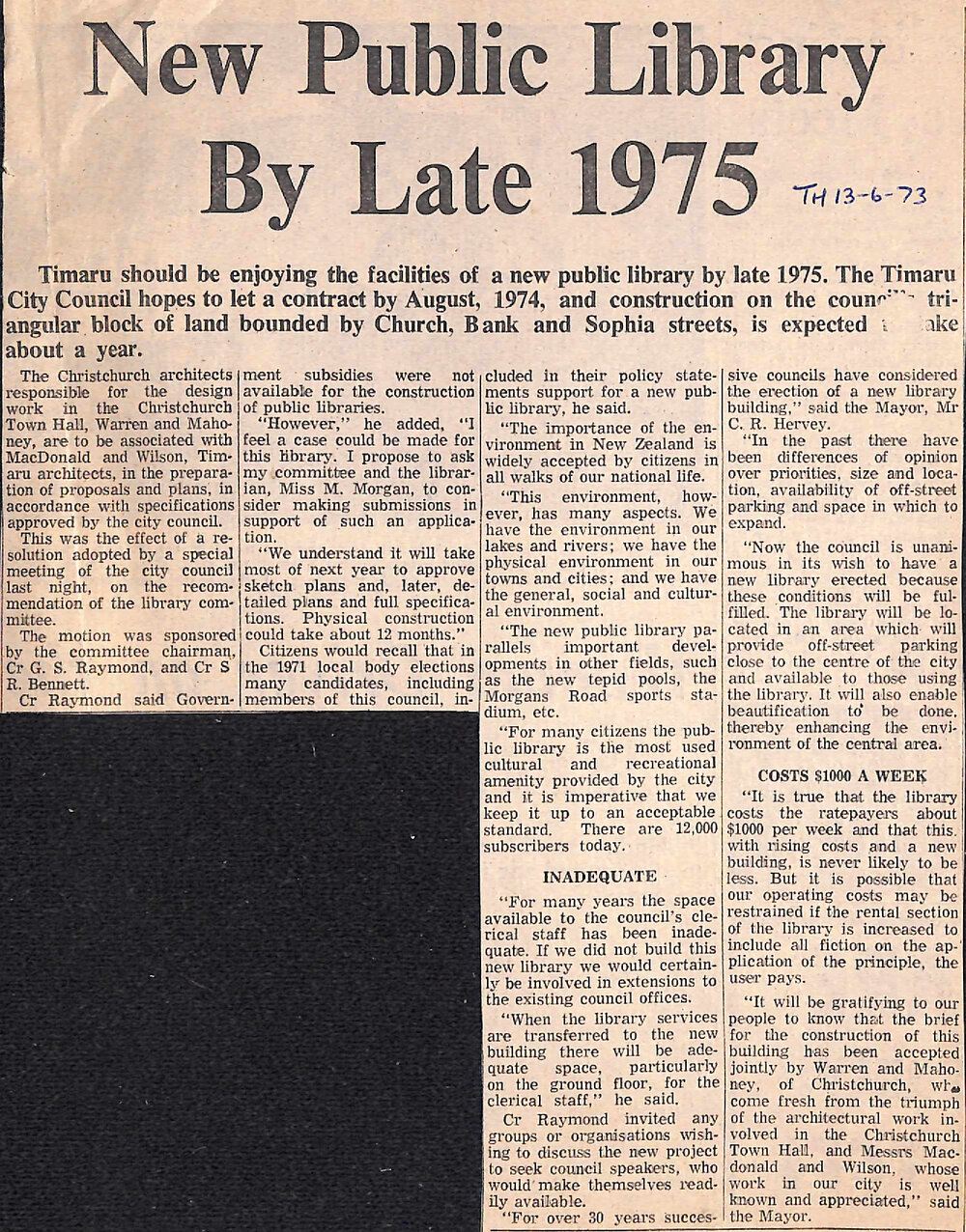 New Public Library By Late 1975