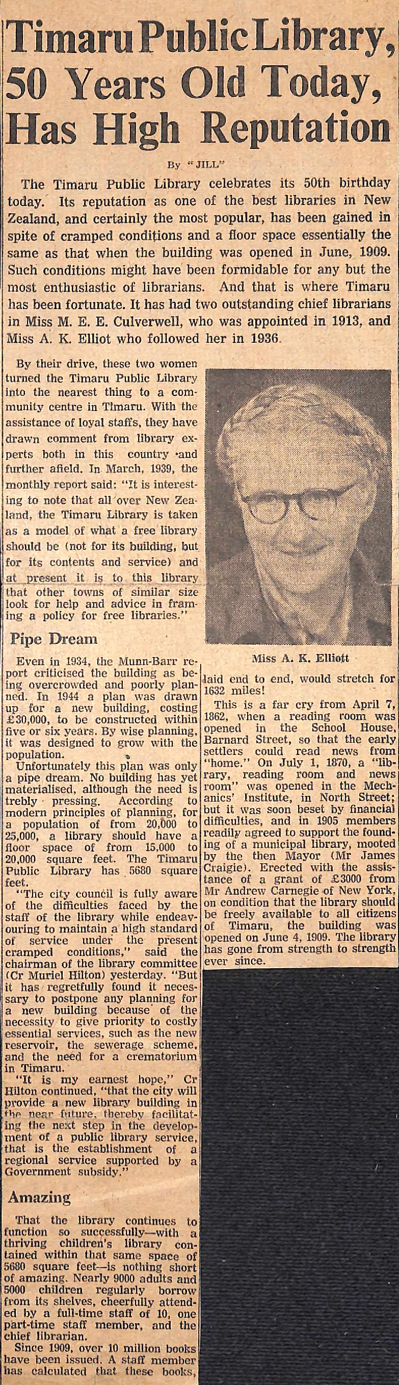 Timaru Public Library, 50 Years Old Today, Has High Reputation