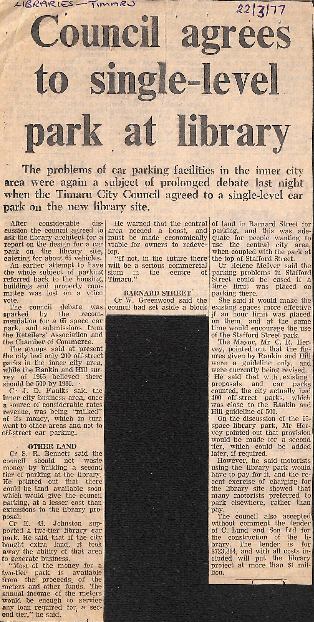 Council agrees to single-level park at library