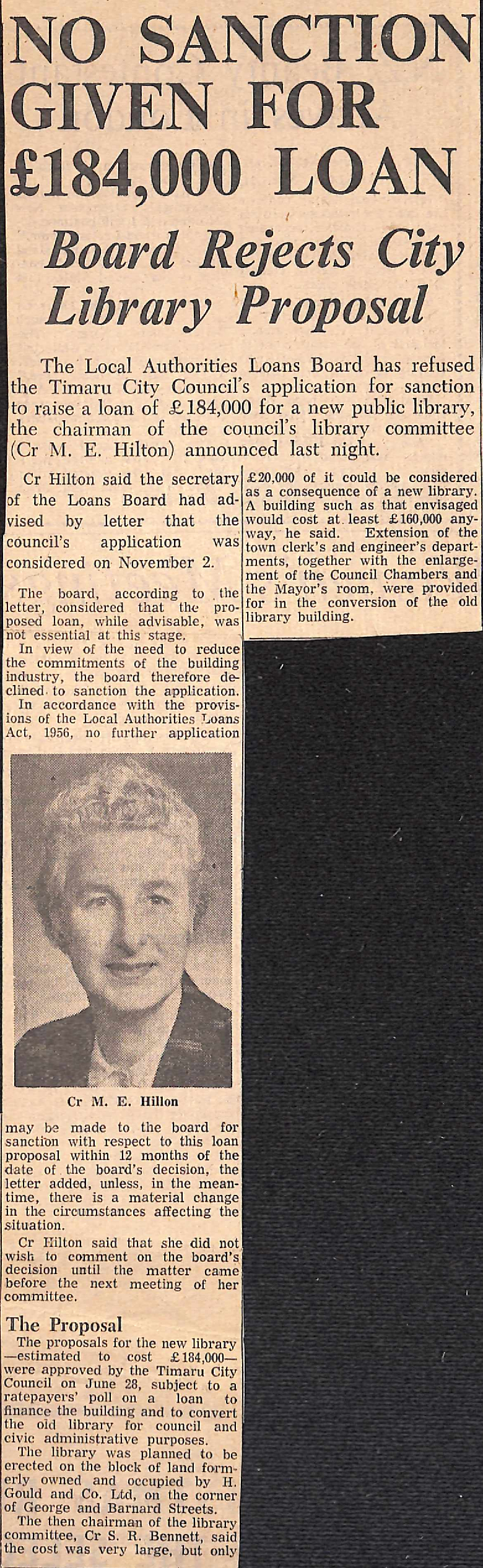 No Sanction Given for &pound;184,000 Loan: Board Rejects City Library Proposal