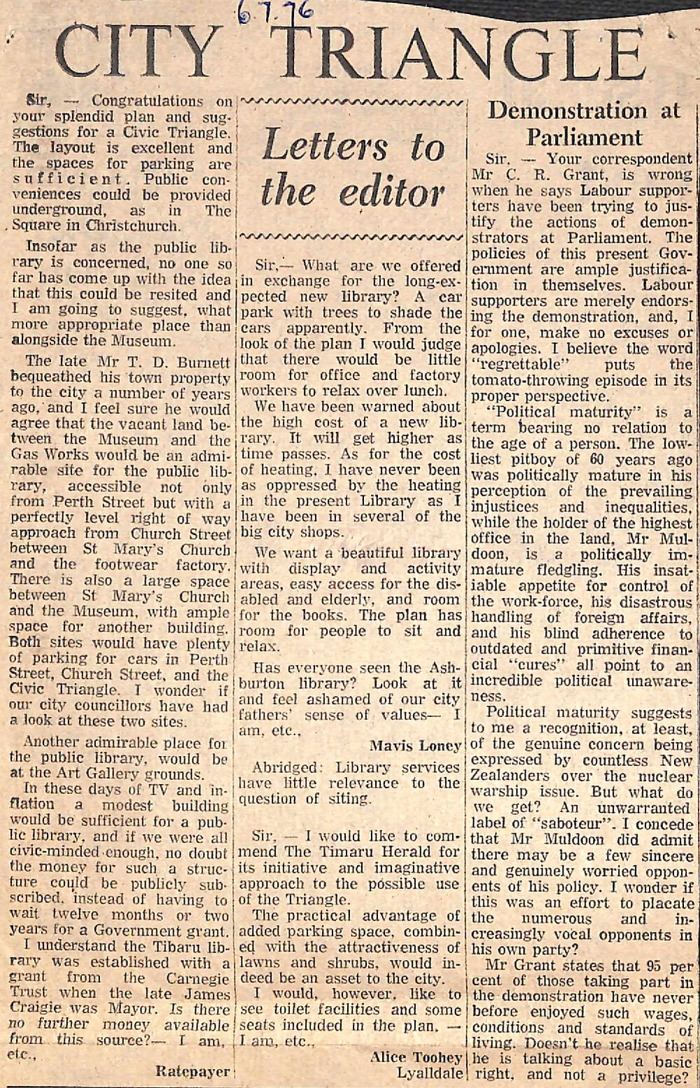 Letters to the editor: City Triangle