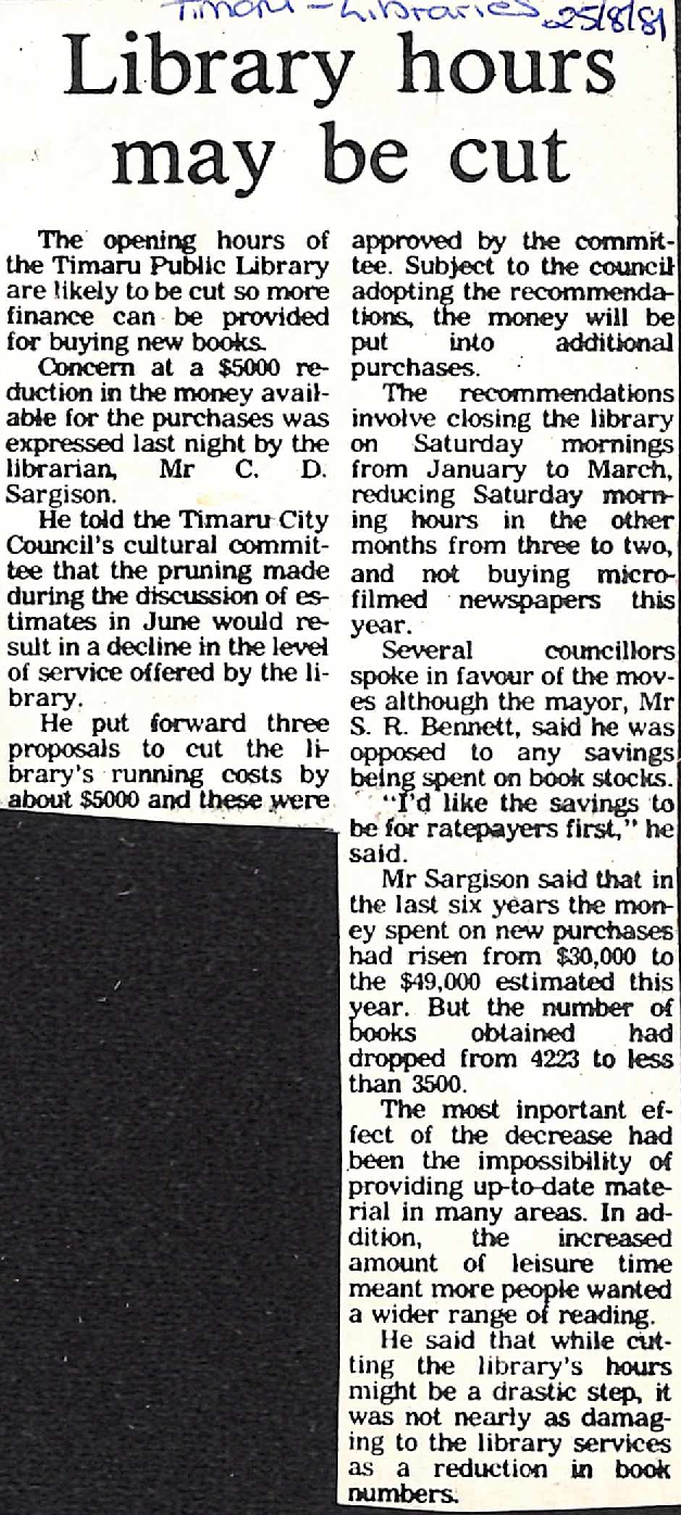 Library hours may be cut