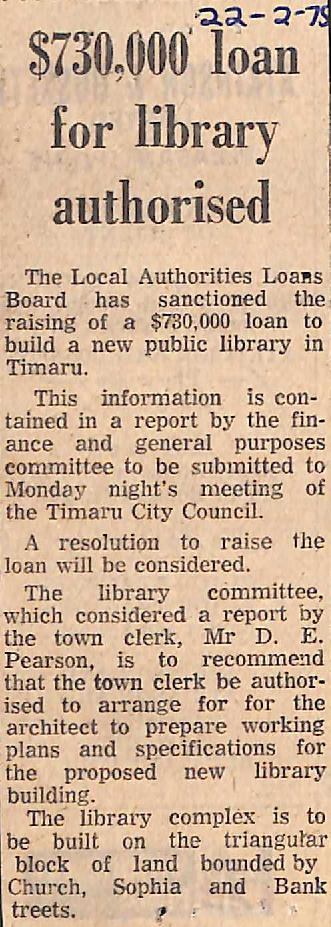 $730,000 loan for library authorised