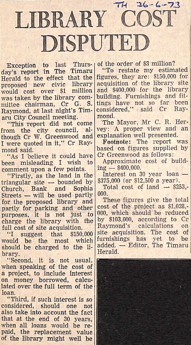 Library Cost Disputed