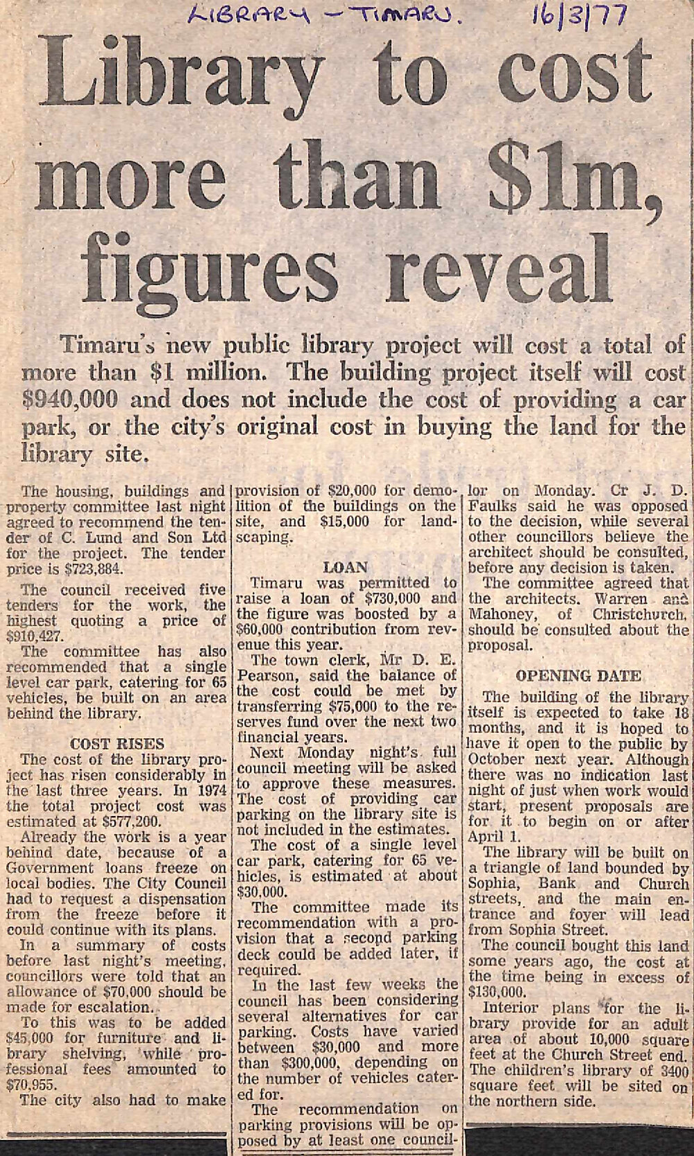 Library to cost more than $1m, figures reveal