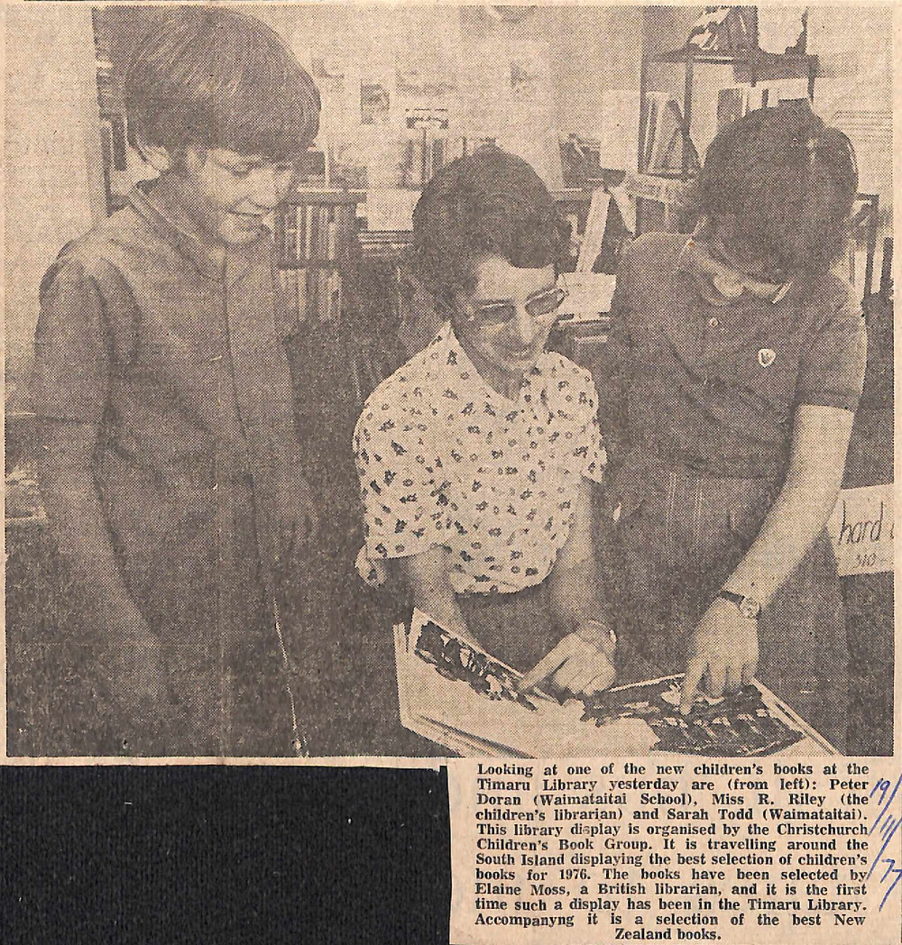 Looking at new children's books at the Timaru Library