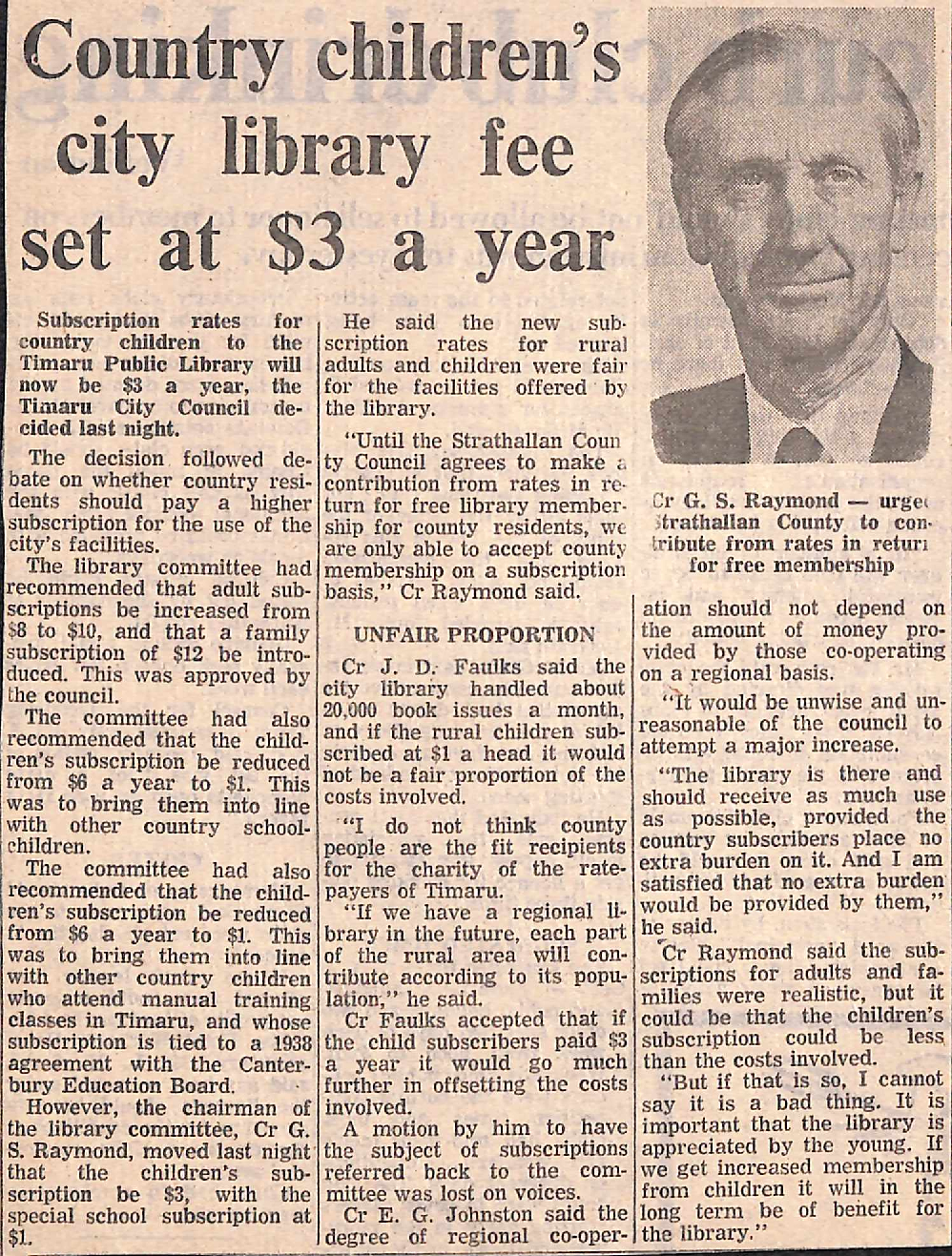 Country children's city library fee set at $3 a year