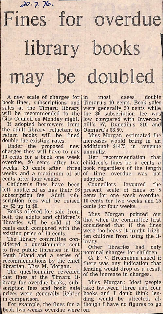 Fines for overdue library books may be doubled