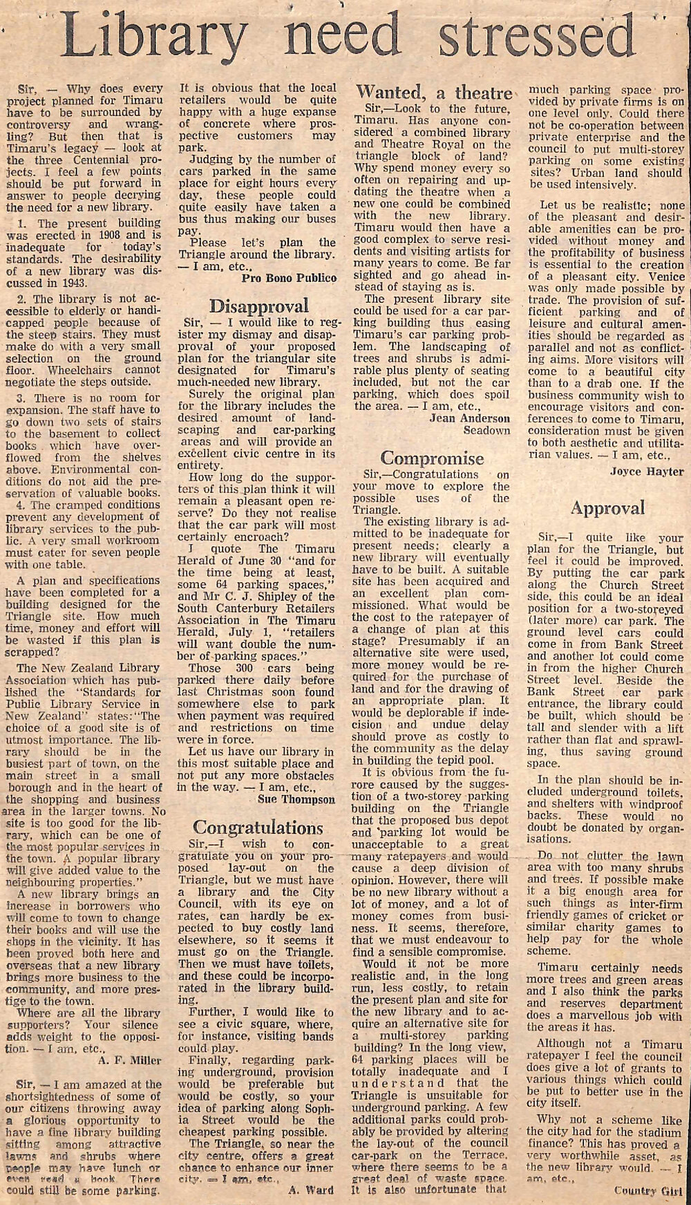 Letters to the editor: Library need stressed