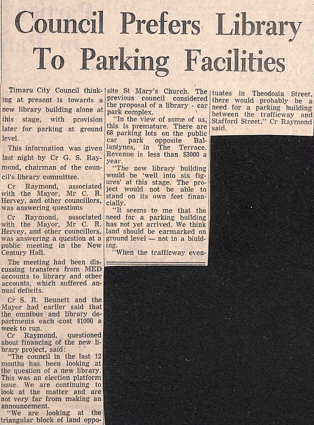 Council Prefers Library To Parking Facilities