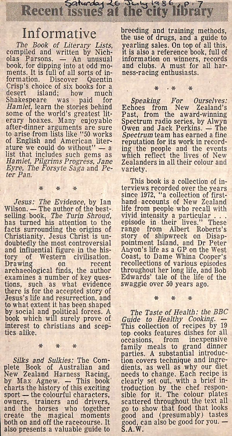 Recent issues at the city library