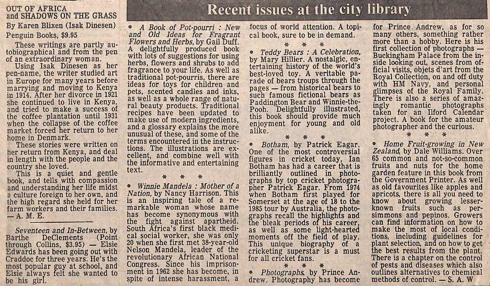 Recent issues at the city library