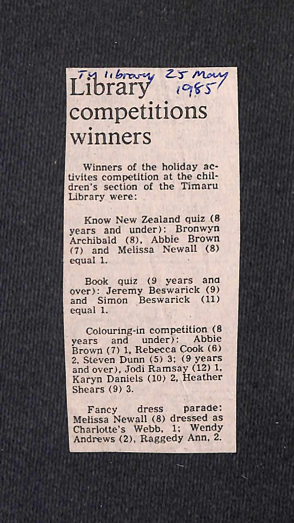 Library competition winners