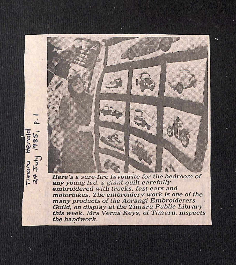 Aorangi Embroiderers Guild display at Timaru Library