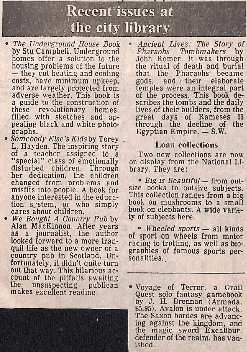 Recent issues at the city library