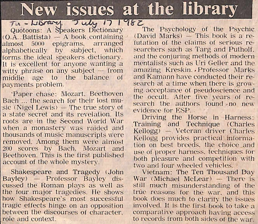 New issues at the library