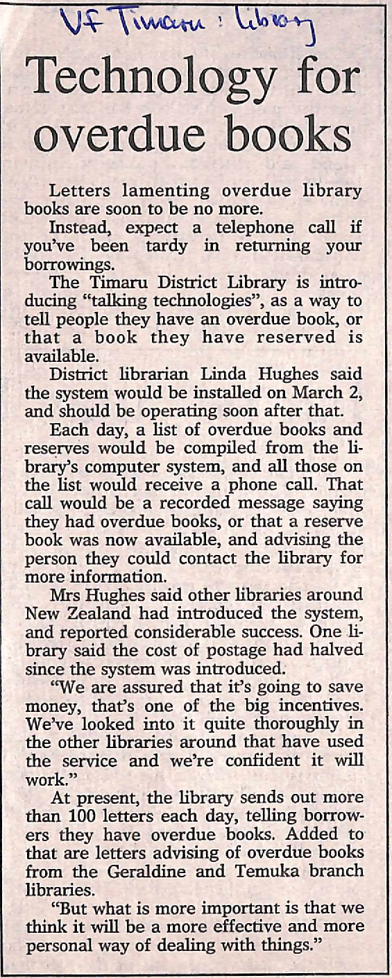 Technology for overdue books