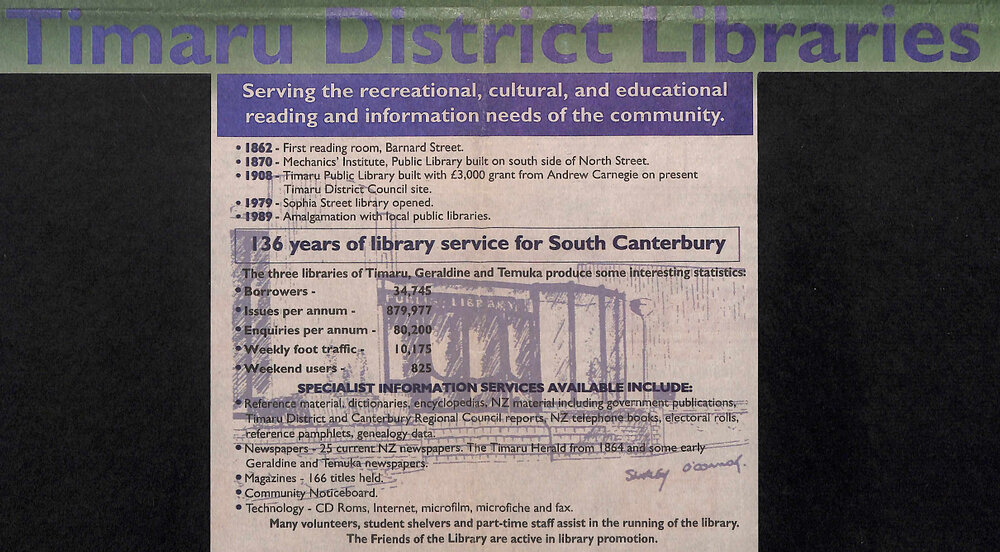 Timaru District Libraries: 136 years of library service for South Canterbury