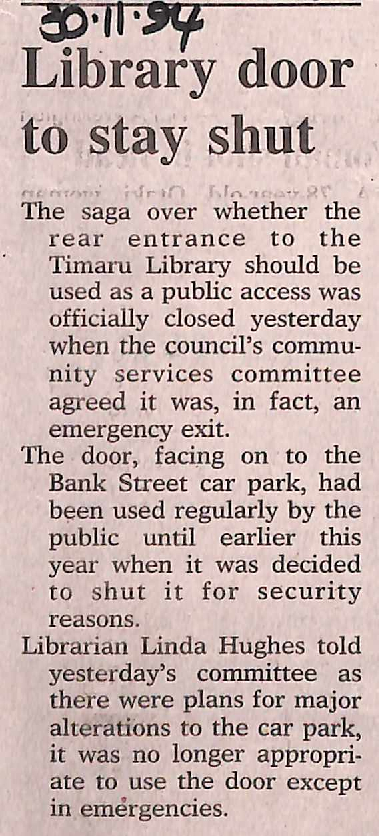 Library door to stay shut