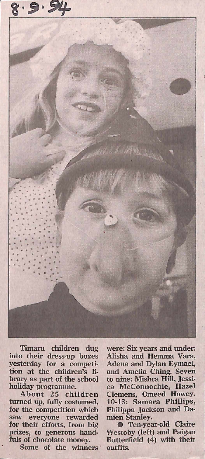 Dress-up competition at Timaru Children's Library