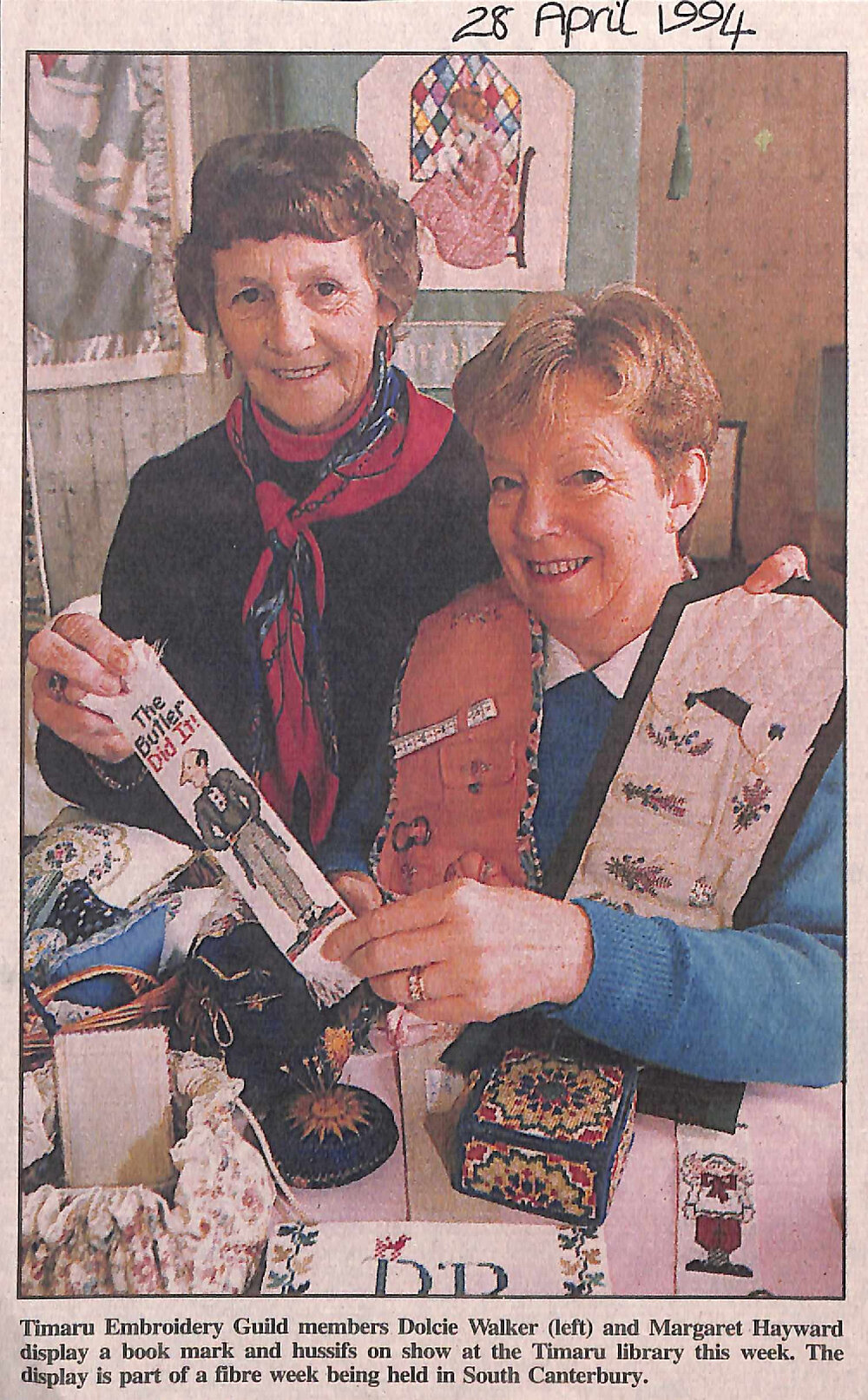 Timaru Embroidery Guild display at Timaru Library